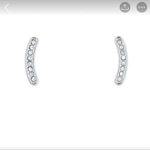Pave curved bar studs in Silver